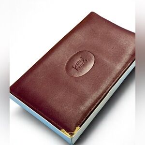 Cartier Must de Cartier Bordeaux Leather Long Wallet Bifold | Vintage France ✨🇫🇷